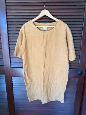 Classic Casual Short-Sleeve Dress in Camel